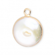 Perle di acqua dolce imperfette ciondolo rotondo oro-bianco naturale