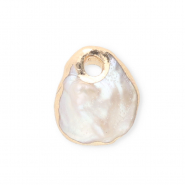 Perle di acqua dolce imperfette ciondolo bianco naturale-oro