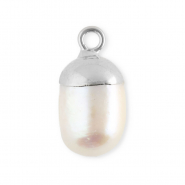 Perle di acqua dolce imperfette ciondolo rotondo argento-bianco naturale