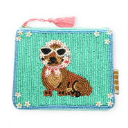 BY31&reg; Pochette bassotto con fiore verde menta-marrone-blu chiaro-rosa-bianco