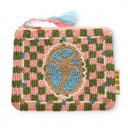 BY31&reg; Pochette palma oro-blu chiaro-rosa chiaro-verde oliva-biancastro