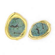 Perline in pietra naturale statement howlite organica oro-verde