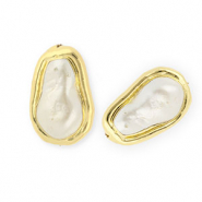 Perline in conchiglia statement a goccia oro-bianco