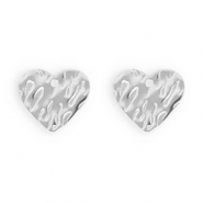 Componenti in acciaio inossidabile orecchini cuore con anellino argento