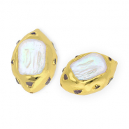 Perle d'acqua dolce statement TQ ametista organica oro-bianco naturale