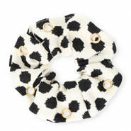 Elastici per capelli a pois con anellini bianco-nero-oro