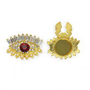 Copri bottoni occhio con strass e imitazione di perle oro-rosso-cristallo-bianco