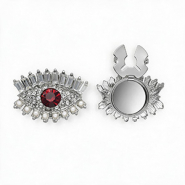 Copri bottoni occhio con strass e imitazione di perle argento-rosso-cristallo-bianco