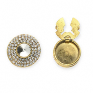 Copri bottoni tonda con strass oro-cristallo