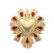 Ciondoli in acciaio inossidabile con smalto cuore oro-rosso