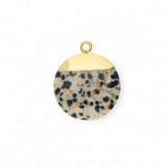 Ciondoli in pietra naturale Diaspro Dalmata tonda grigio beige-nero-oro