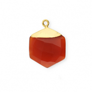 Ciondoli in pietra naturale Calcedonio esagono arancio bruciato-oro