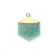 Ciondoli in pietra naturale Feldspato esagono verde-bianco-oro