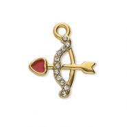 Ciondoli in acciaio inossidabile con strass arco e freccia oro-cristallo-rosso
