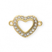Componenti in acciaio inossidabile distanziatore con strass cuore oro-cristallo