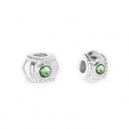 Perline in acciaio inossidabile anello con strass 6mm argento-verde