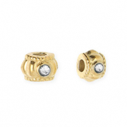 Perline in acciaio inossidabile anello con strass 6mm oro-cristallo
