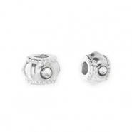 Perline in acciaio inossidabile anello con strass 6mm argento-cristallo