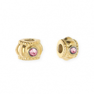 Perline in acciaio inossidabile anello con strass 6mm oro-rosa