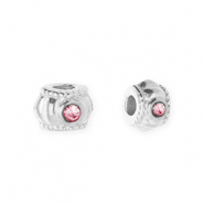 Perline in acciaio inossidabile anello con strass 6mm argento-rosa