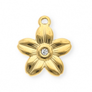 Ciondoli in acciaio inossidabile con strass fiore oro-cristallo