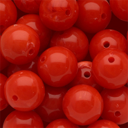 Perline in acrilico 14 mm tonda rosso-bianco marmo