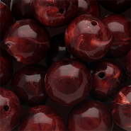 Perline in acrilico 18 mm tonda rosso borgogna-bianco marmo