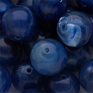 Perline in acrilico 18 mm tonda blu scuro-multicolore-bianco marmo