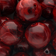 Perline in acrilico 24 mm tonda rosso borgogna-bianco marmo