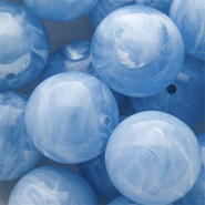 Perline in acrilico 24 mm tonda blu chiaro-bianco marmo
