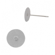 Orecchini in acciaio inossidabile/perni per cabochon 7mm Swarovski SS34 a fondo piatto argento 