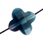 Perline sfaccettate fashion quadrifoglio blu montana profondo