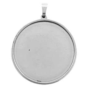 Componenti in acciaio inossidabile ciondolo con castone per cabochon 35mm argento antico