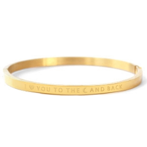 Bracciali in acciaio inossidabile con scritta 'I love you to the moon and back' oro