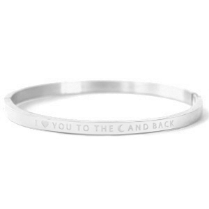 Bracciali in acciaio inossidabile con scritta 'I love you to the moon and back' argento