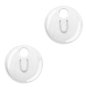 Ciondoli di metallo BQ con disegno lettera U argento antico (privo di nichel)