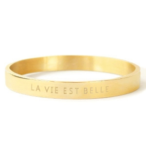 Bracciali in acciaio inossidabile con scritta 'la vie est belle' oro