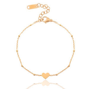 Bracciali in acciaio inossidabile catena a rol&ograve; con cuore &hearts; oro rosa