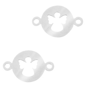 Ciondoli in acciaio inossidabile distanziatore con disegno angioletto argento