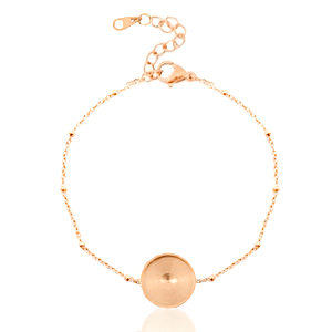 Polaris Steel in acciaio inossidabile bracciale con castone per cabochon 12mm pallina oro rosa