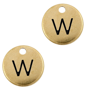 Ciondoli di metallo DQ lettera W bronzo antico (privo di nichel)