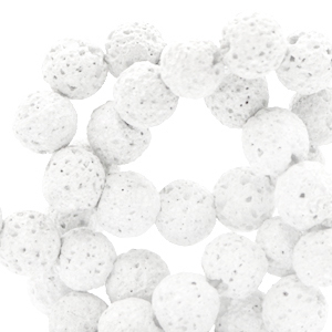 Perline in pietra naturale 8mm pietra lavica opaca bianco