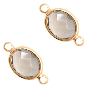 Distanziatori di vetro Crystal Glass 16x9 mm ovale nero diamante cristallo - oro