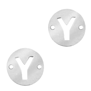 Ciondoli in acciaio inossidabile distanziatore rotondo 10mm lettera Y moneta argento