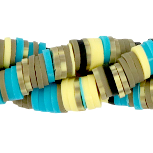 Perline Katsuki 6mm grigio beige-blu-giallo misto