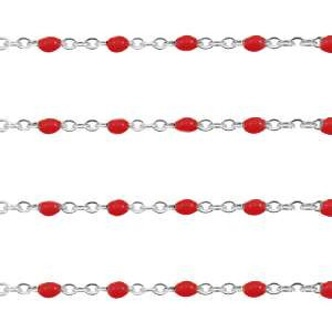 Componenti in acciaio inossidabile 1mm catena stile rosario rosso samba-argento