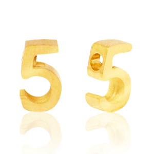 Perline in acciaio inossidabile con disegno numero 5 oro