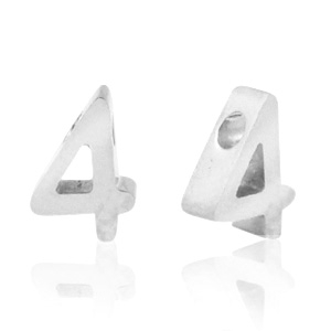 Perline in acciaio inossidabile con disegno numero 4 argento