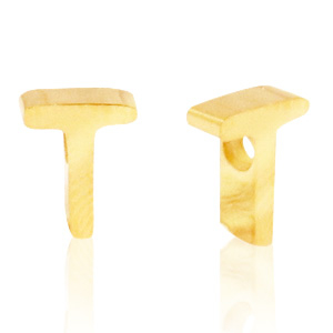 Perline in acciaio inossidabile con disegno lettera T oro