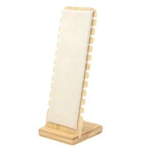 Espositore per bigiotteria in Bamb&ugrave; con velluto per bracciali naturale-bianco